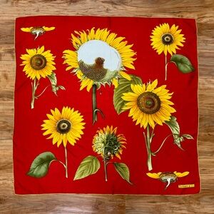 Rare Tiffany & Co. Vividly Colorful "Blooming Sunflowers" Silk Scarf
